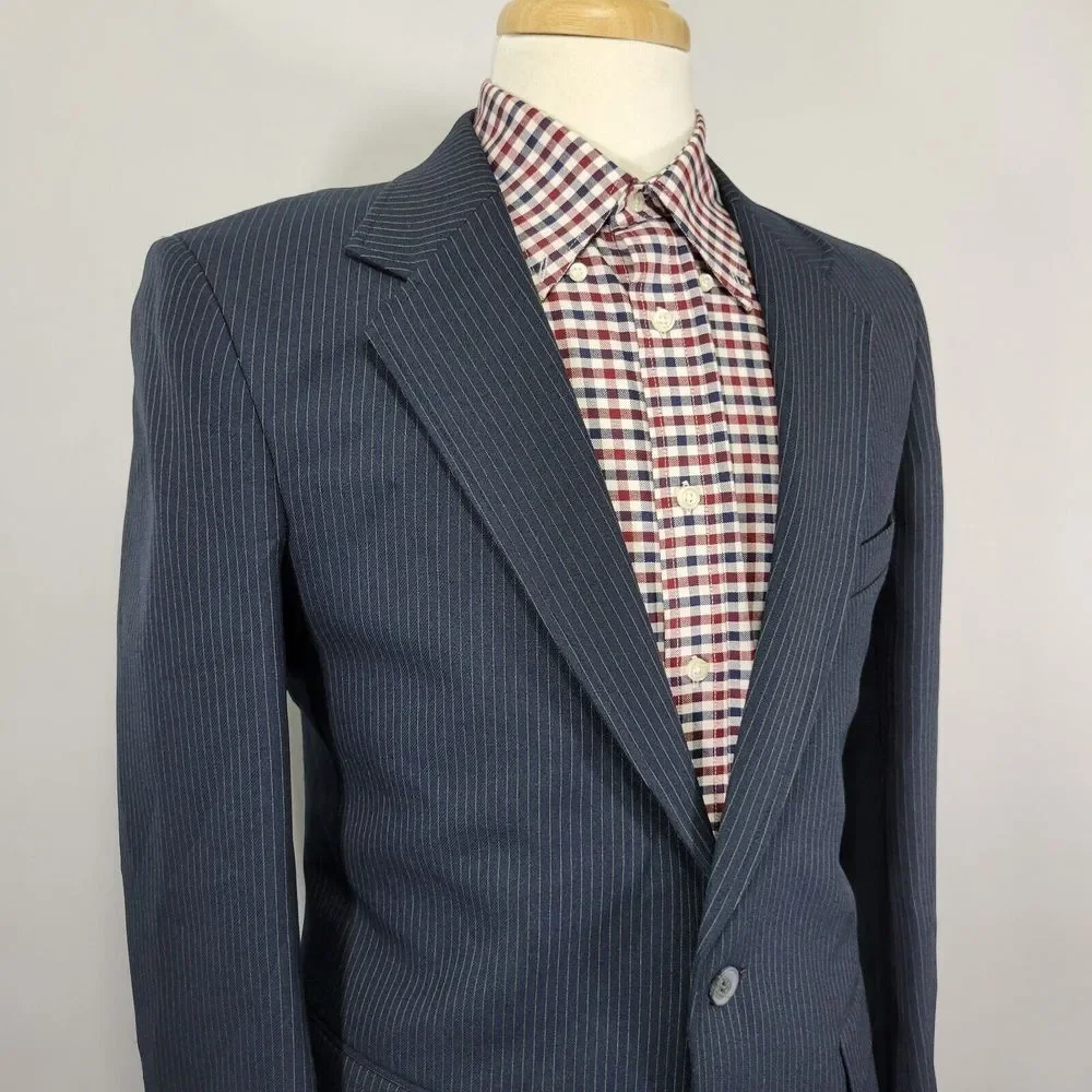 Levi's Men's Action Sport Coat Blazer Two Button Navy Striped Polyester Size 40R